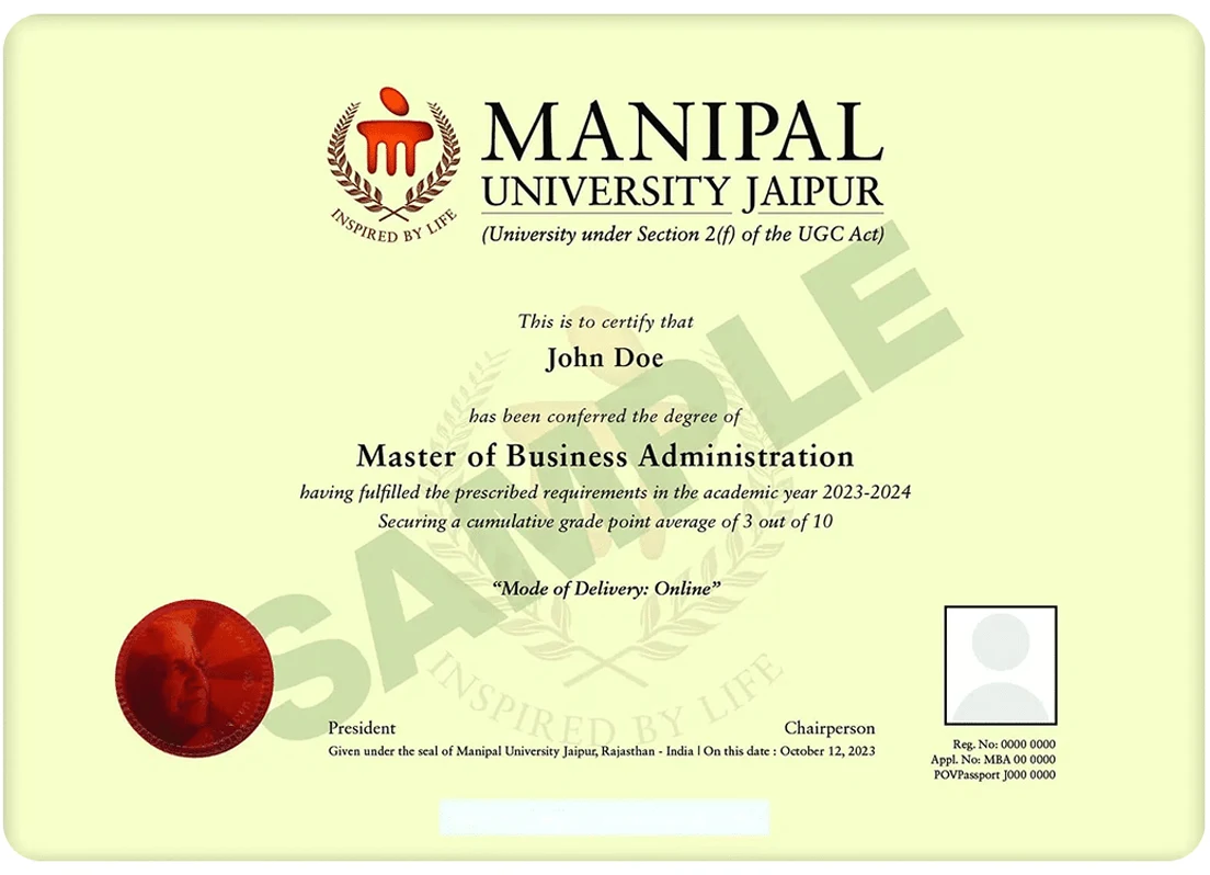Sample Online Degree Certificate